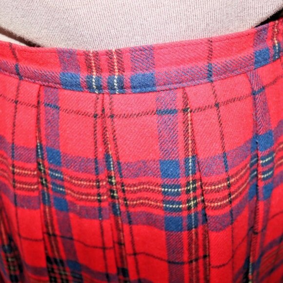 Pendleton Red Leslie Tartan Plaid 100% Wool Skirt pleated skirt Sz 8 - Picture 3 of 14